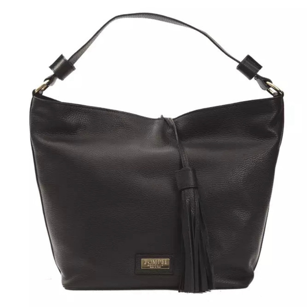 Pompei Donatella BLACK LEATHER WOMEN SHOULDER BAG
